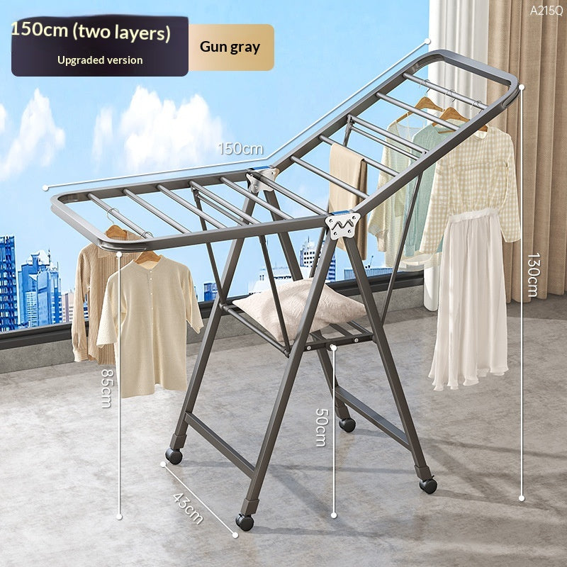 Gun Gray de 1,5 mètre - Séchage d'air double coucheRaquette pliante Balcon ménager Movable