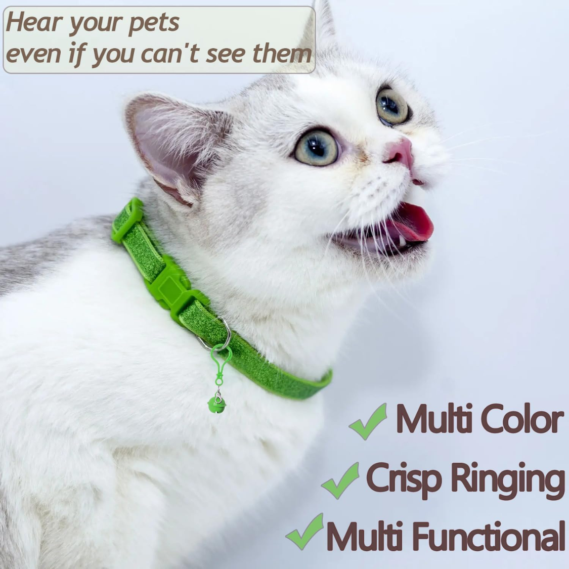 Cat and dog bells, set of 6 colorful carabiner bells