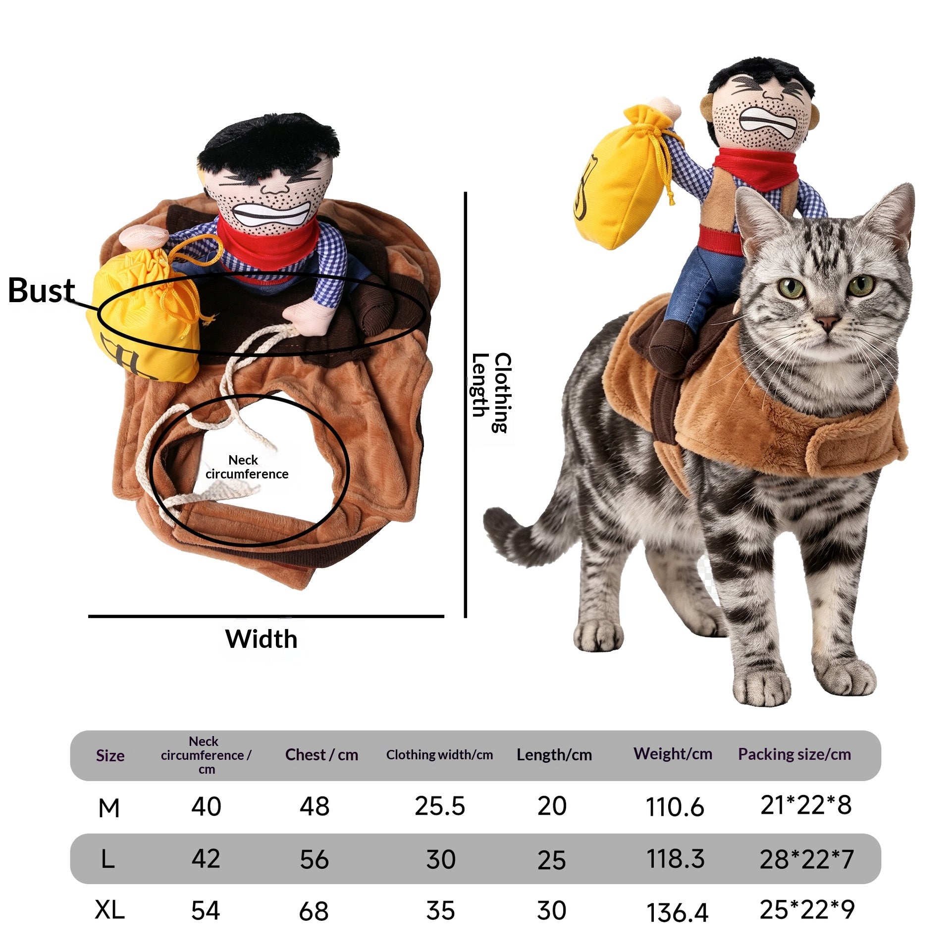 Déguisement pour animaux de compagnie Transformation de chat Funny Holiday Dress-Up Outfit