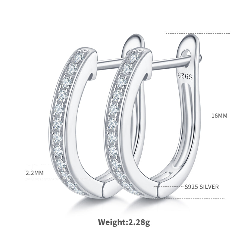 S925 Argent Sterling 24pcs Moissanite Huggie Boucles d'oreilles pour femmes 16mm plaqué platine
