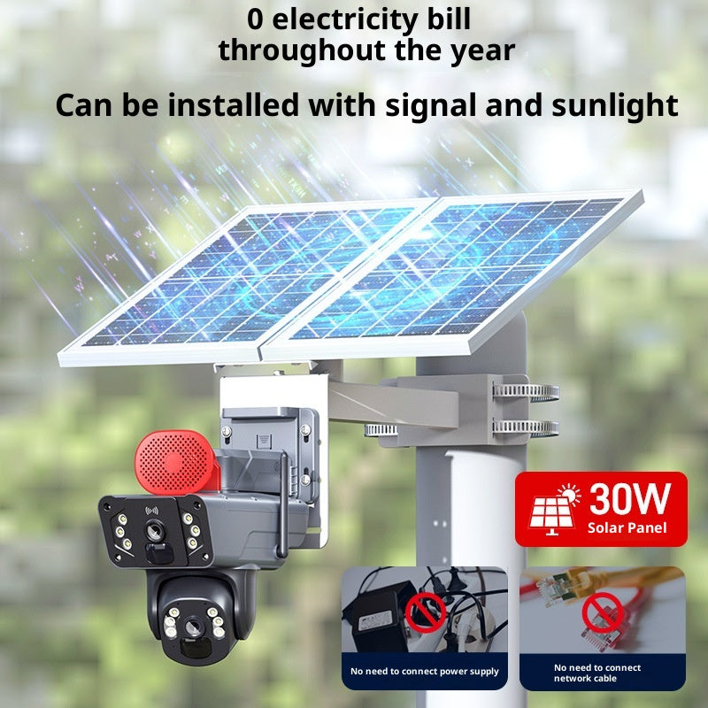 Consommation d'énergie solaire Ball Machine 4G caméra de surveillance double