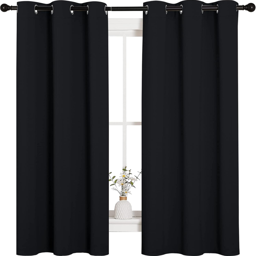 Halloween Emplacement noir solide thermique isolé Grommet Rideaux noir rideaux rideaux pour chambre