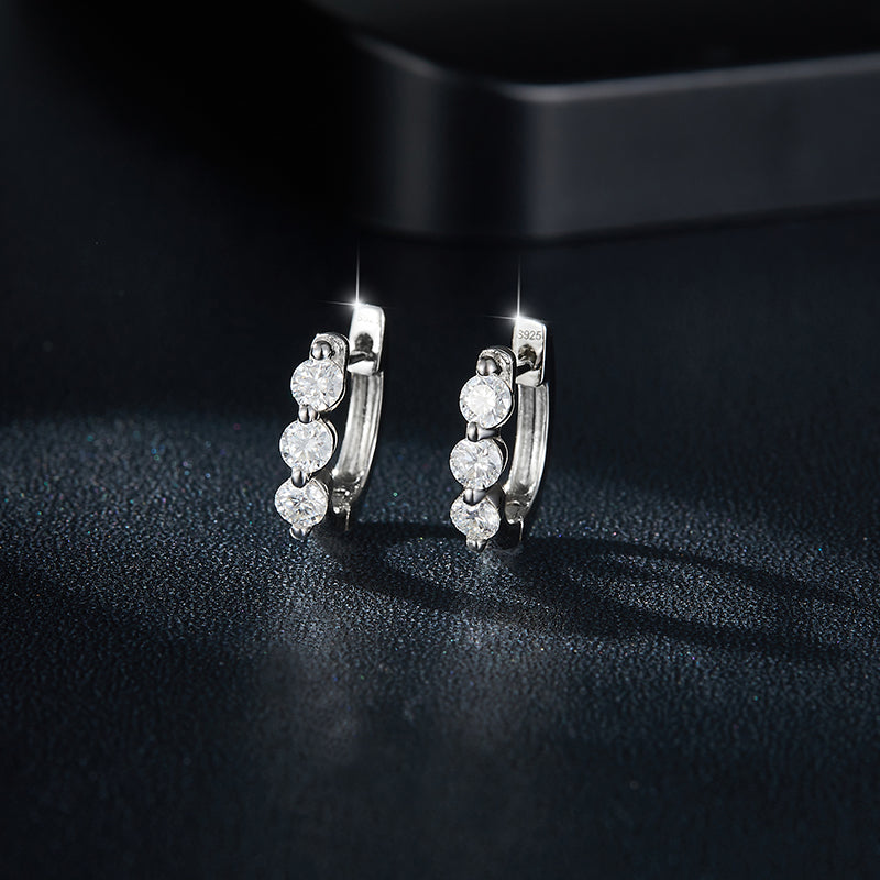 S925 Sterling Silver Moissanite Hoop Earrings for Women