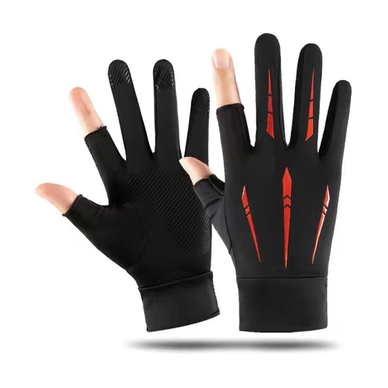 Sports de plein air d'été Gants demi-doigts faits de soie glacée avec une poignée antidérapante
