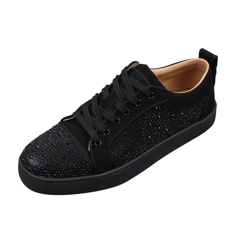 Sneakers de mode respirants bas-haut pour hommes Strass Rouge Fond