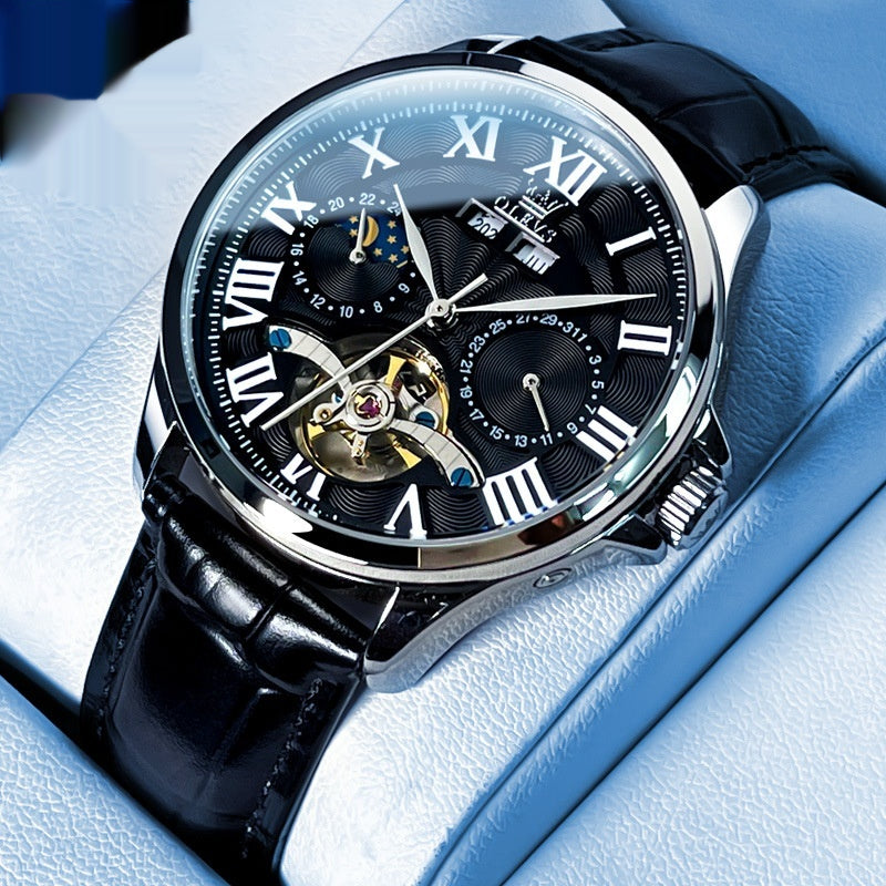 Automatic Mechanical Watch Business Simplicité Double Calendrier Montre Homme