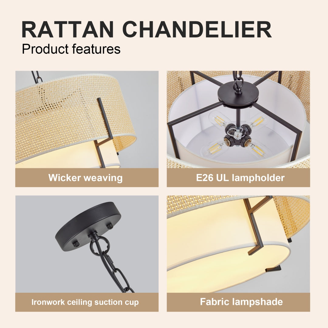 19.7in Boho Chandelier Farmhouse
