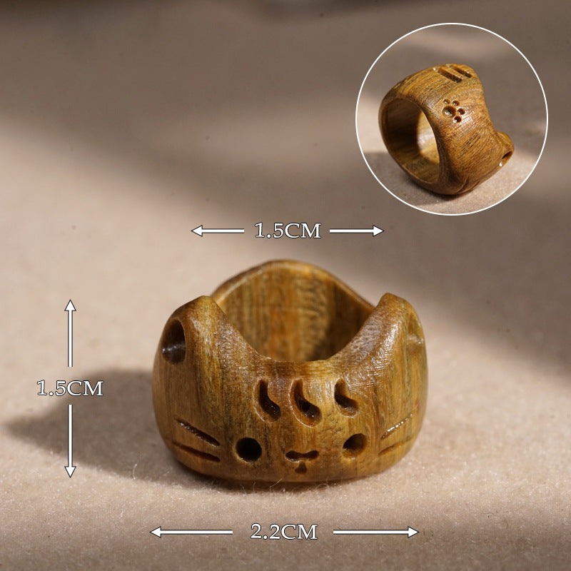 Anneau de niches rétro sculpté en bois