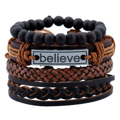 Croyez le bracelet en cuir pour hommes