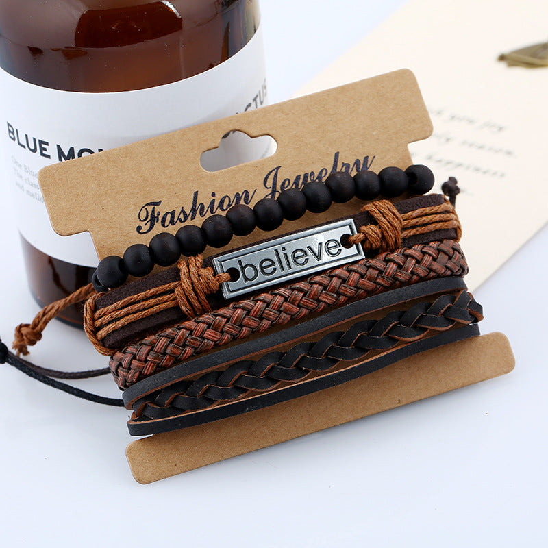 Croyez le bracelet en cuir pour hommes