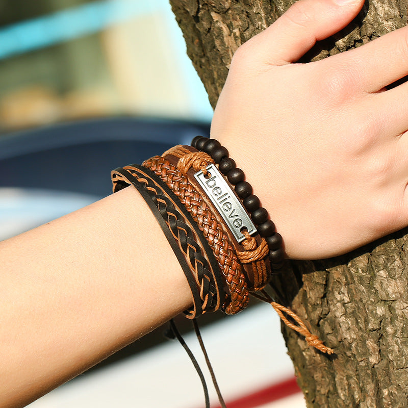 Croyez le bracelet en cuir pour hommes