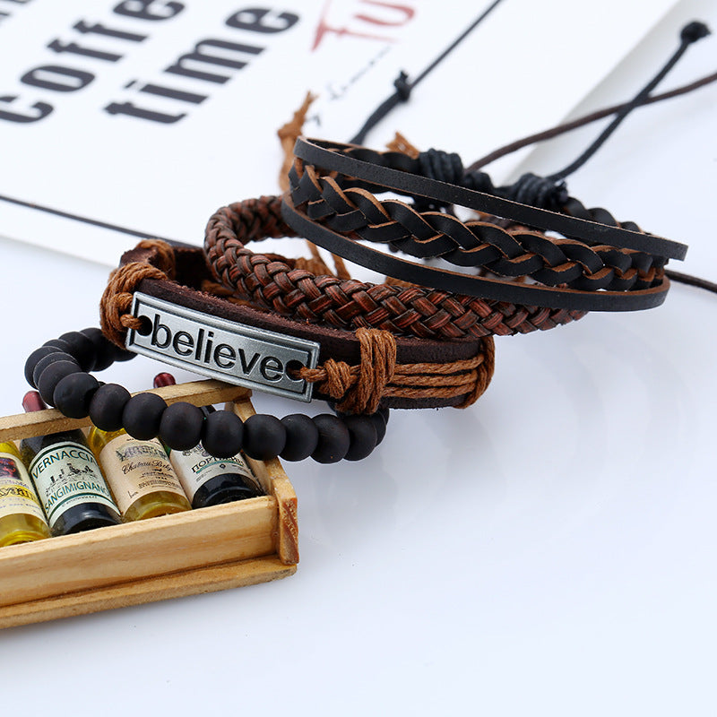Croyez le bracelet en cuir pour hommes