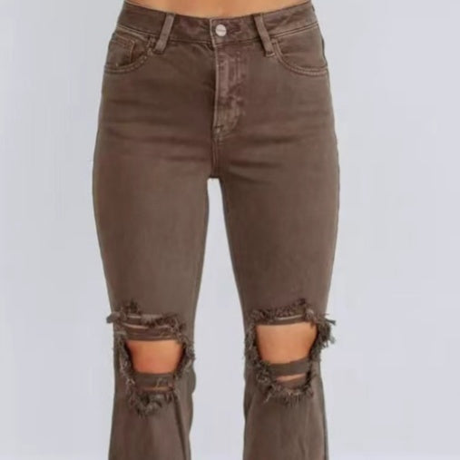 Pantalons de denim retro haute taille