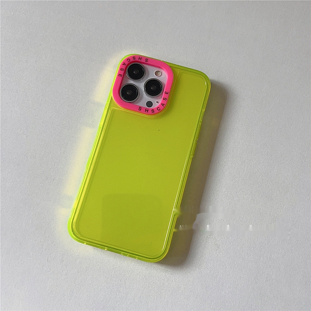 Simple Personnalité Contraste couleur cadre de lentilles Fluorescent transparent cas de téléphone