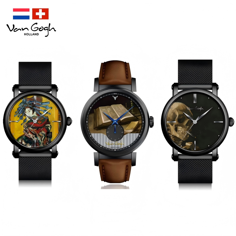 Van Gogh Montre de poignet en quartz pour homme Imprimé 3D