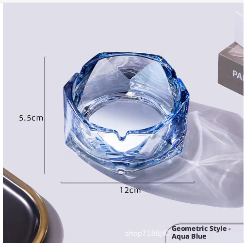 Cendrier en verre de châtaigne d'eau-grand modèle-noir bleu-1 boîte