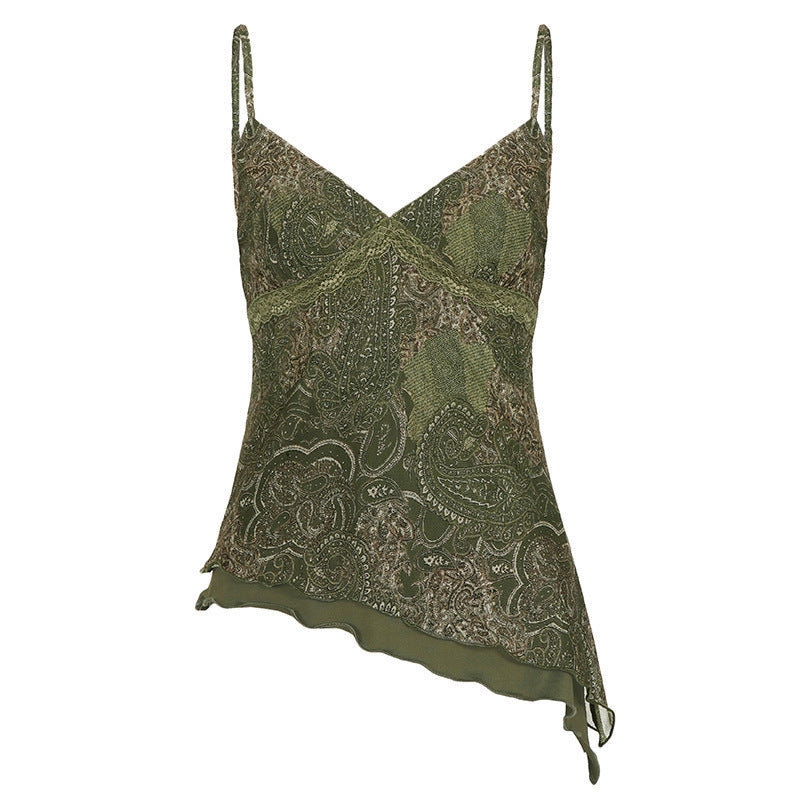 Robe à glissade en col V sexy avec un ourlet asymétrique