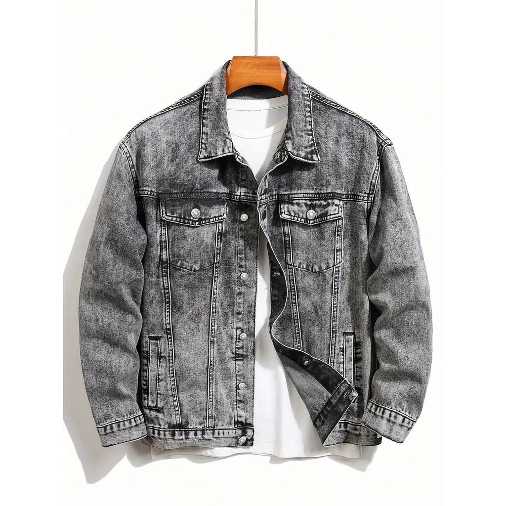 Niche Patchwork Design Lavé et Détresse Veste Denim Pour Hommes
