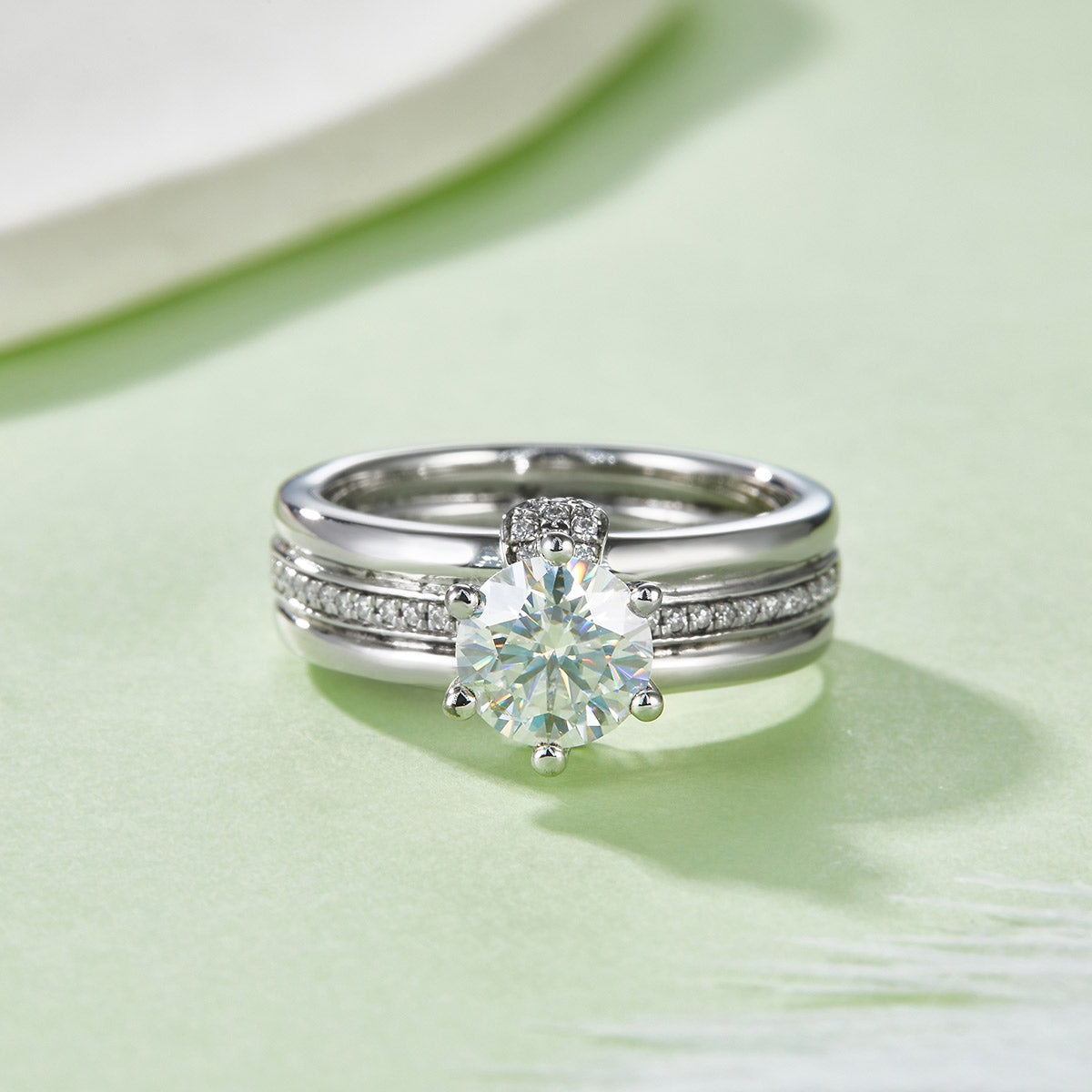 S925 Argent Sterling 1ct D Couleur VVS1 Anneau en Moissanite Set 6,5mm Pierre Platine plaqué GRA