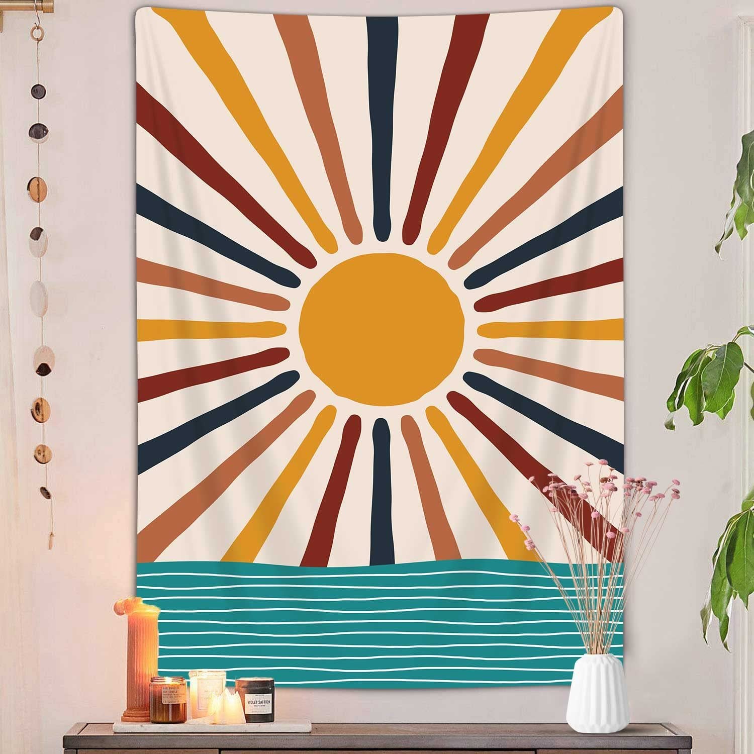 Bohemian Sun Tapestry Fibre synthétique Retro Decor