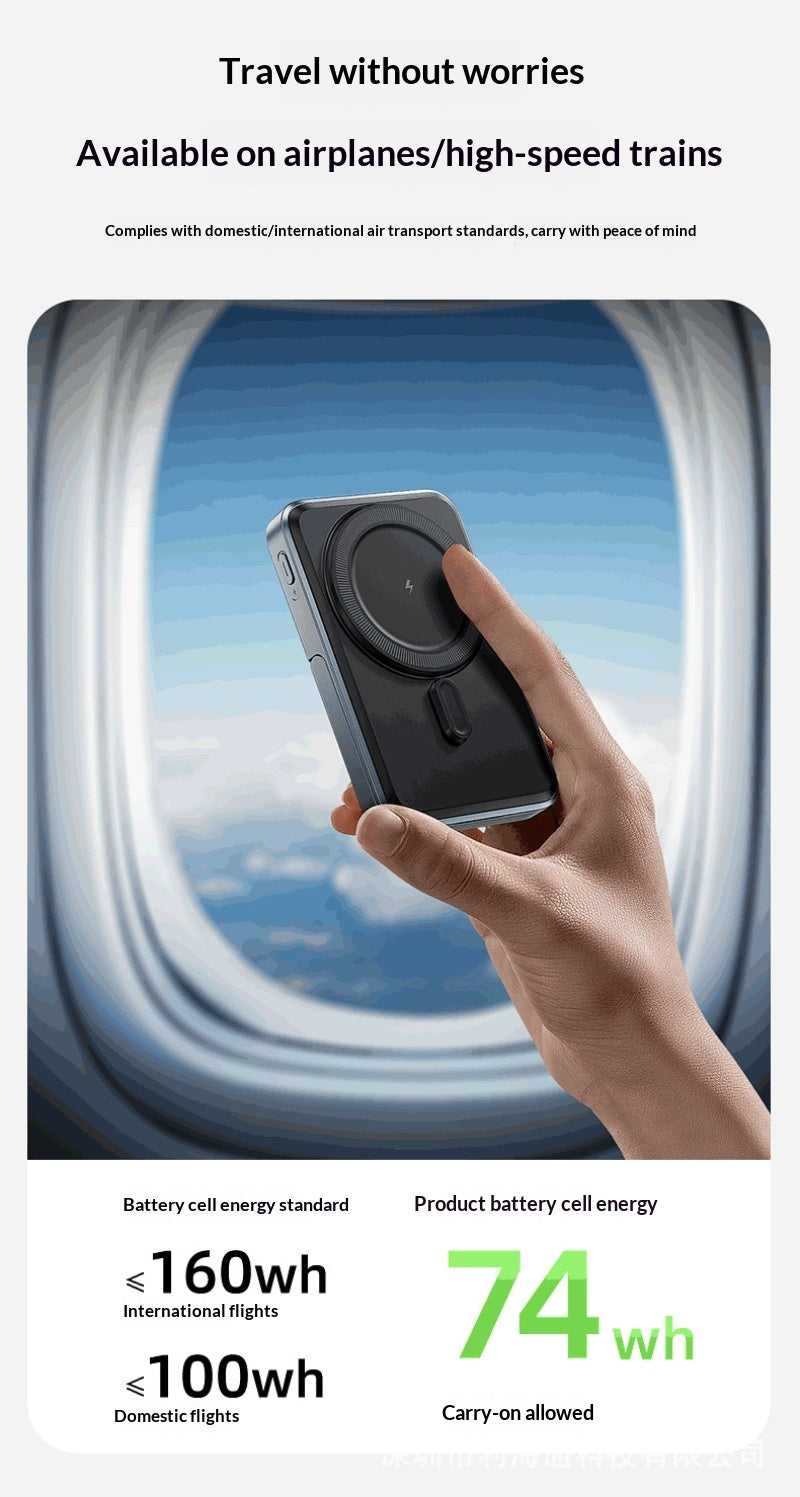 Banque de puissance sans fil avec câble intégré et pièce magnétique pour téléphones