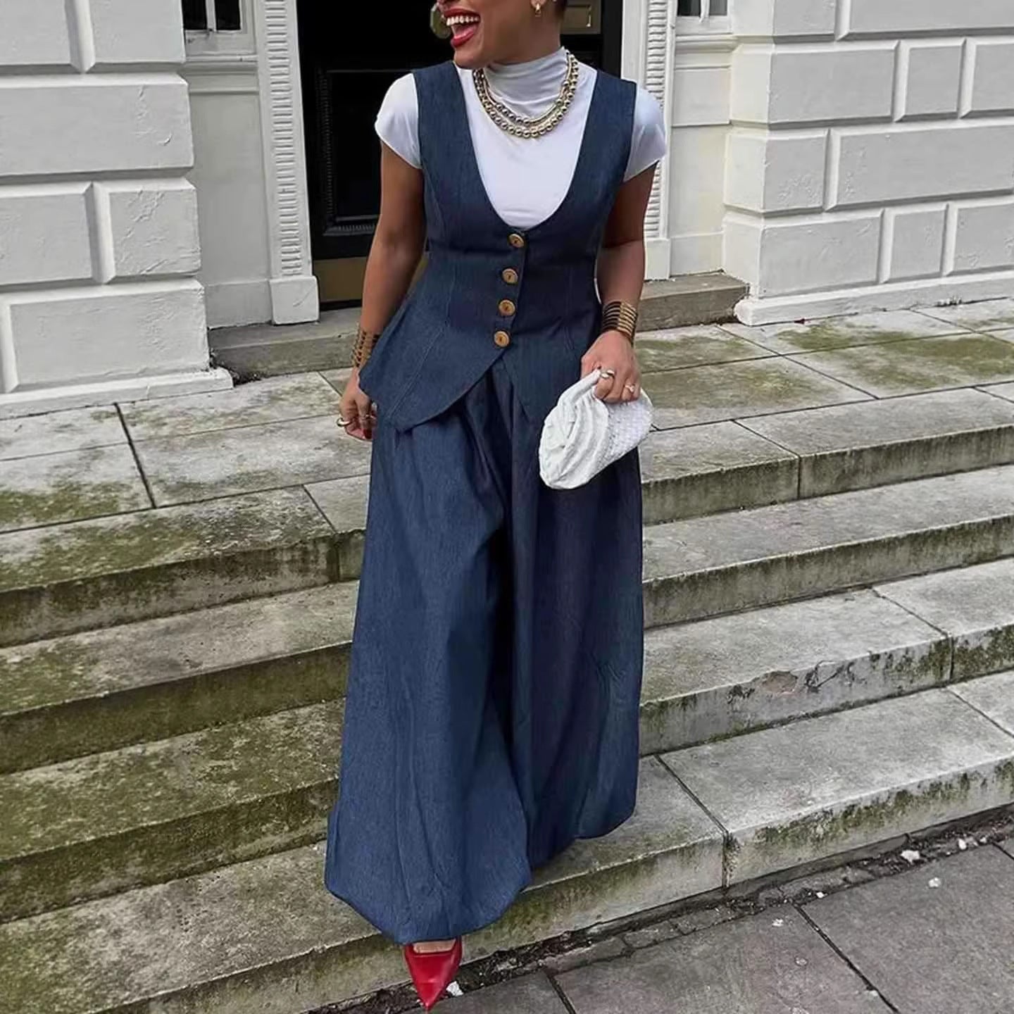 Costume de denim rétro pour femmes