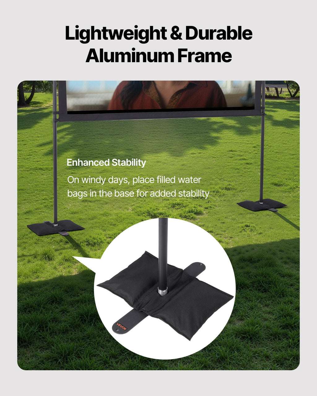 Écran projecteur avec 2 supports 80 pouces 160° large angle 4K HD 16:9 écran de film