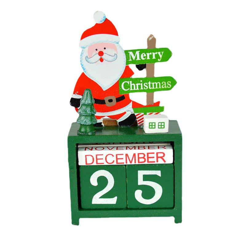 Décorations de Noël Calendrier de bureau en bois Petits ornements Calendrier de bureau Jouet pour enfants