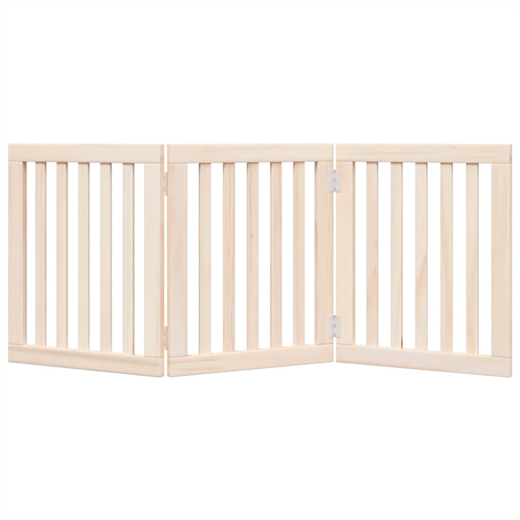 Foldable 3-Panel Dog Gate 150 cm Poplar Wood
