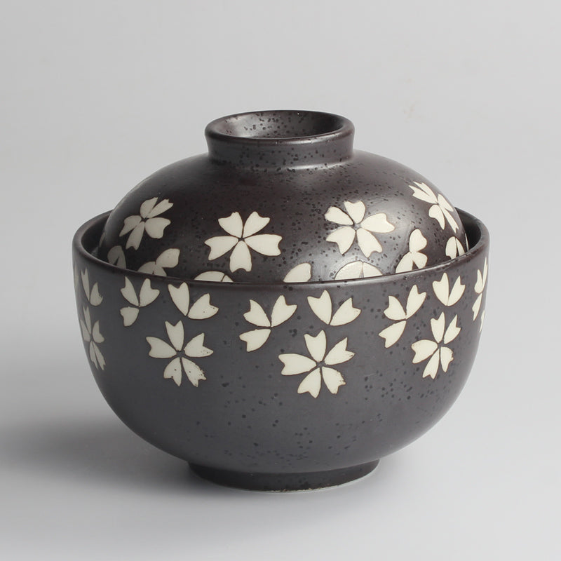 Bol de riz en céramique japonaise avec coupe de préservation de lard