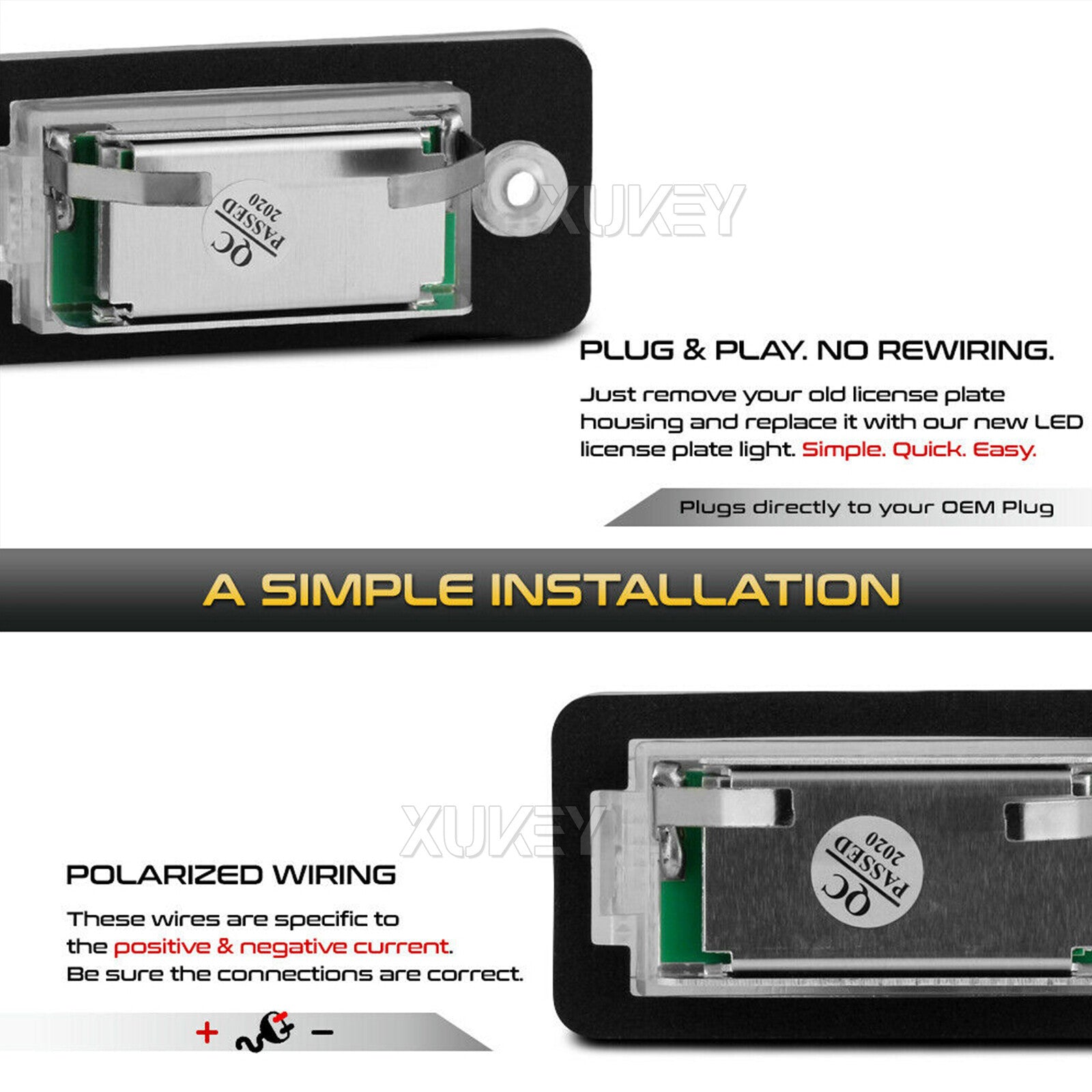 Set de 2 lumières de plaque d'immatriculation LED