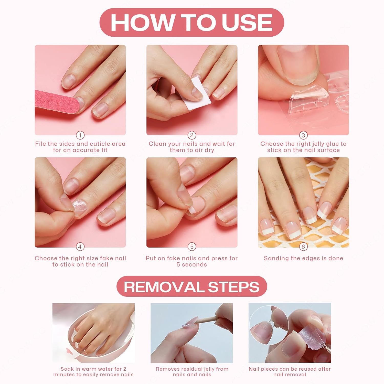 Set en carton de 24 ongles artificiels de sirène de perles colorés de style français