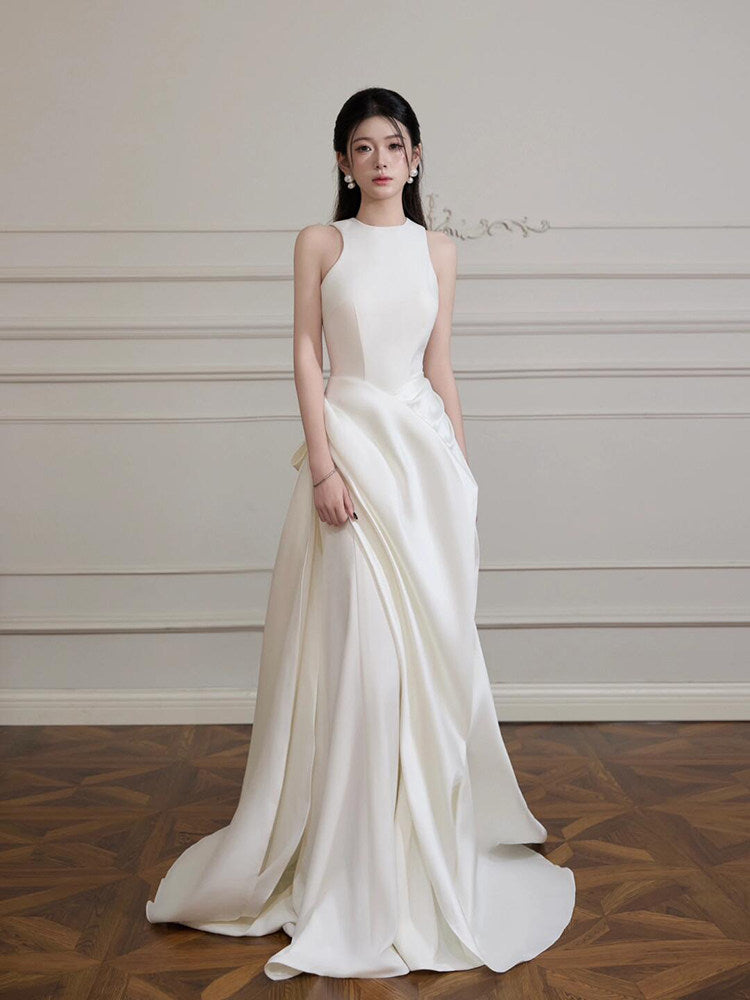Robe de mariée légère sans pli de style français Chic et Luxe Satin