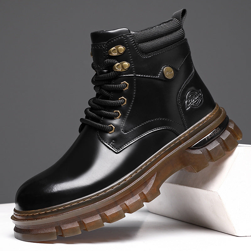 Bottes de plate-forme de style britannique en coton chaud doublé de polaire