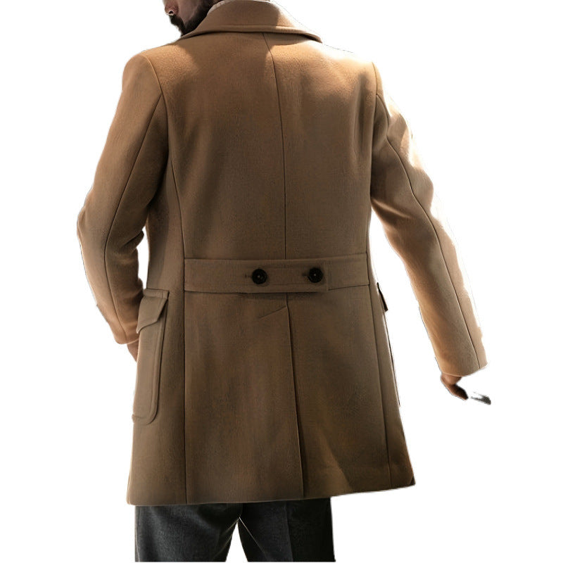 Manteau de laine à manches longues pour hommes style britannique