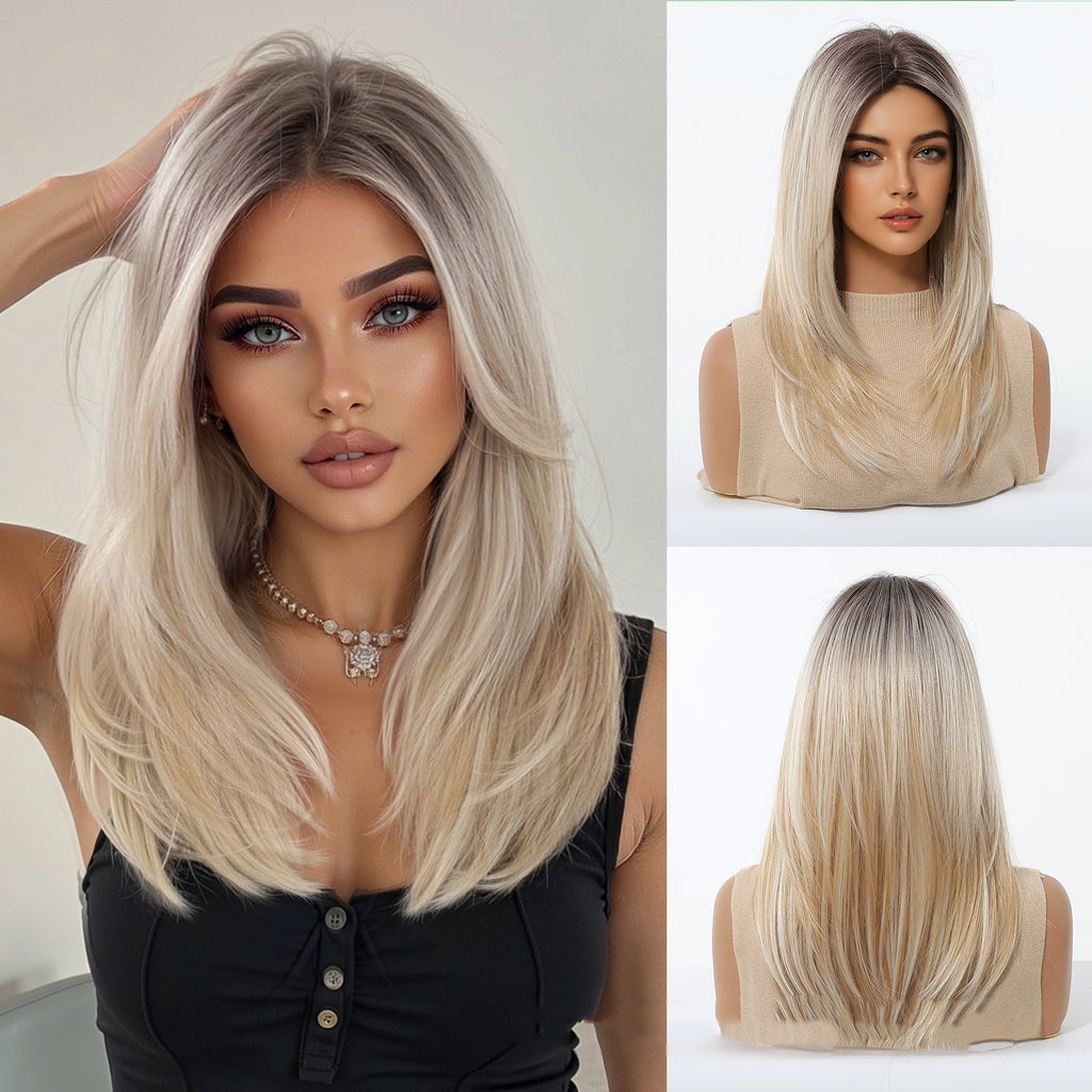 Ombre Blonde Women's Full Head Mid-Length Wig