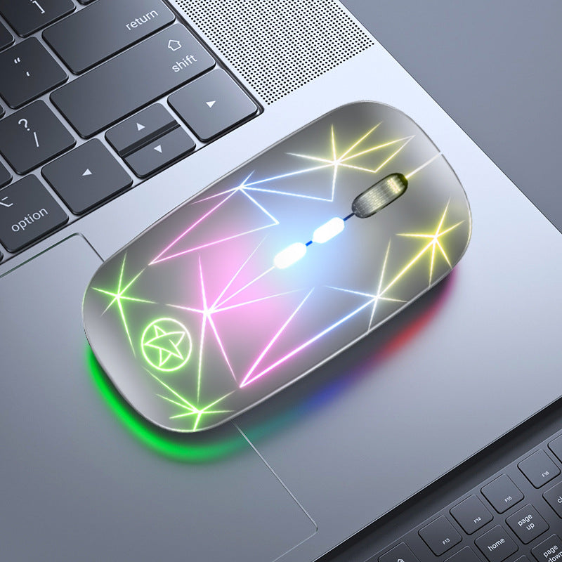 Bluetooth Mouse sans fil Double mode de charge lumineuse de bureau 5 clés métal Roller