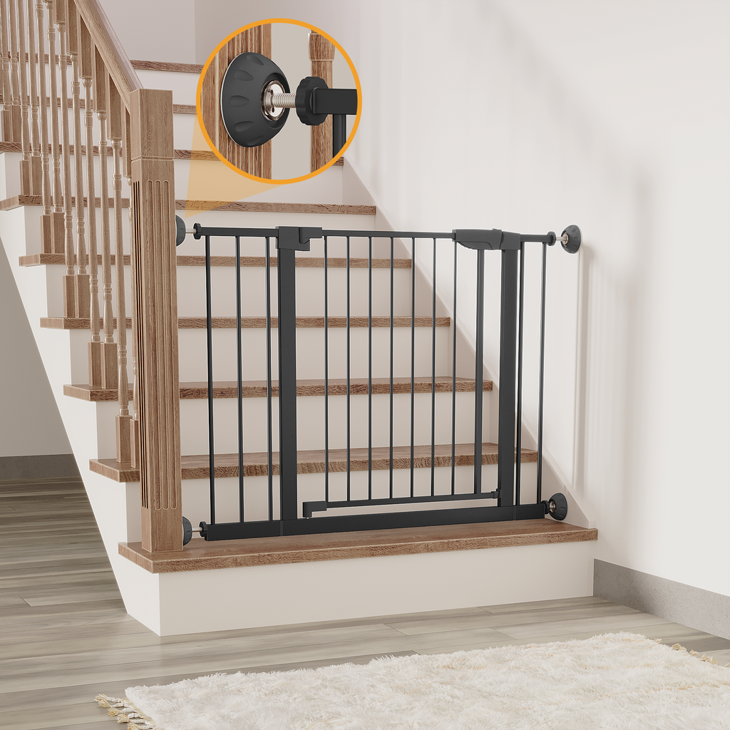29,5-45,3" Wide Baby Gate avec protecteur mural pour escaliers