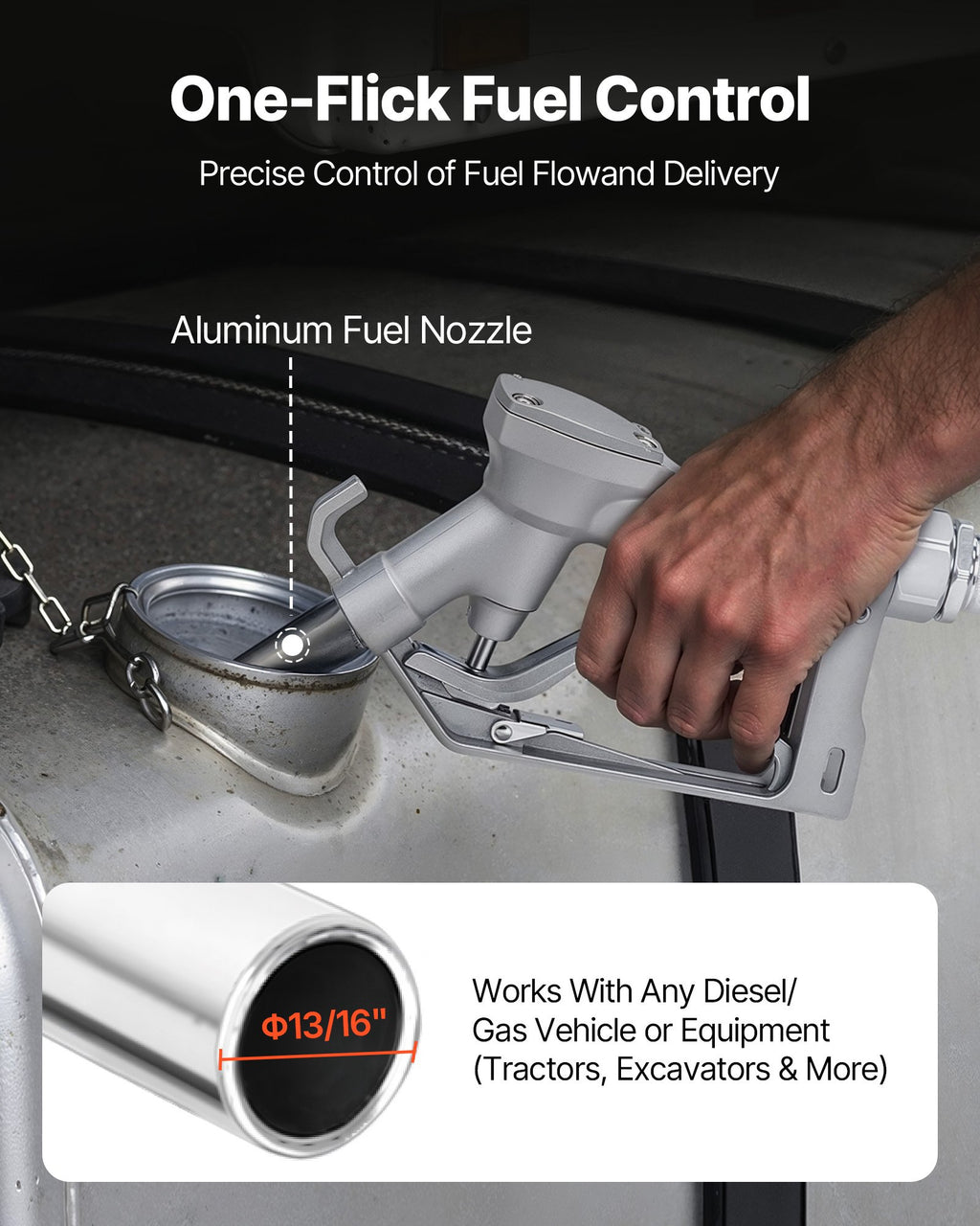 Pompe de transfert de carburant 12V DC 16 GPM avec tuyau et buse pour diesel d'essence