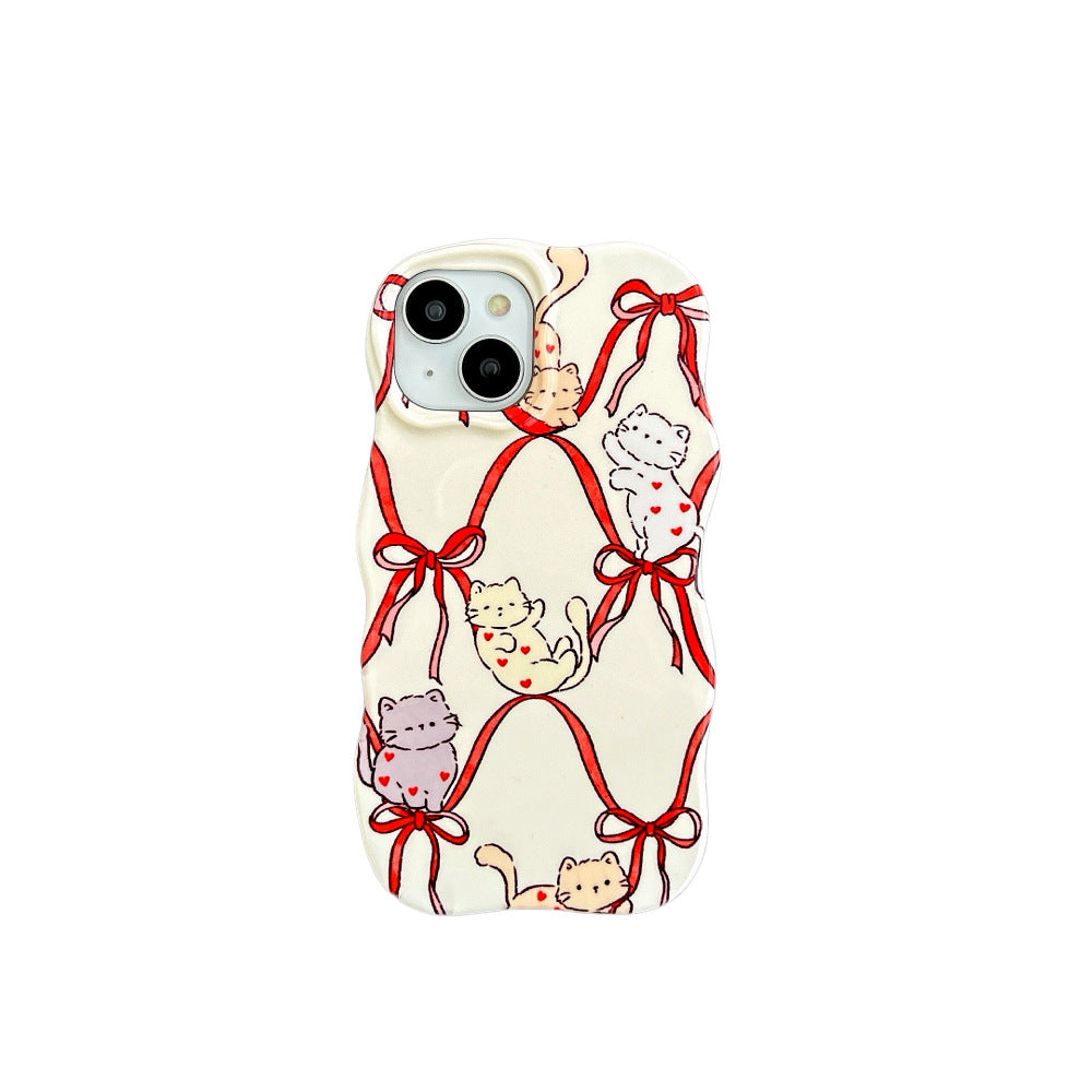 Cas téléphonique de deux en un de coeur de ruban