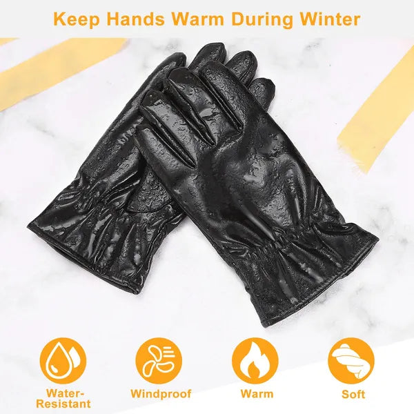 Gants chauds d'hiver en cuir unisexe Outdoor Windproof Soft Gants Cyclisme Ski Running Col