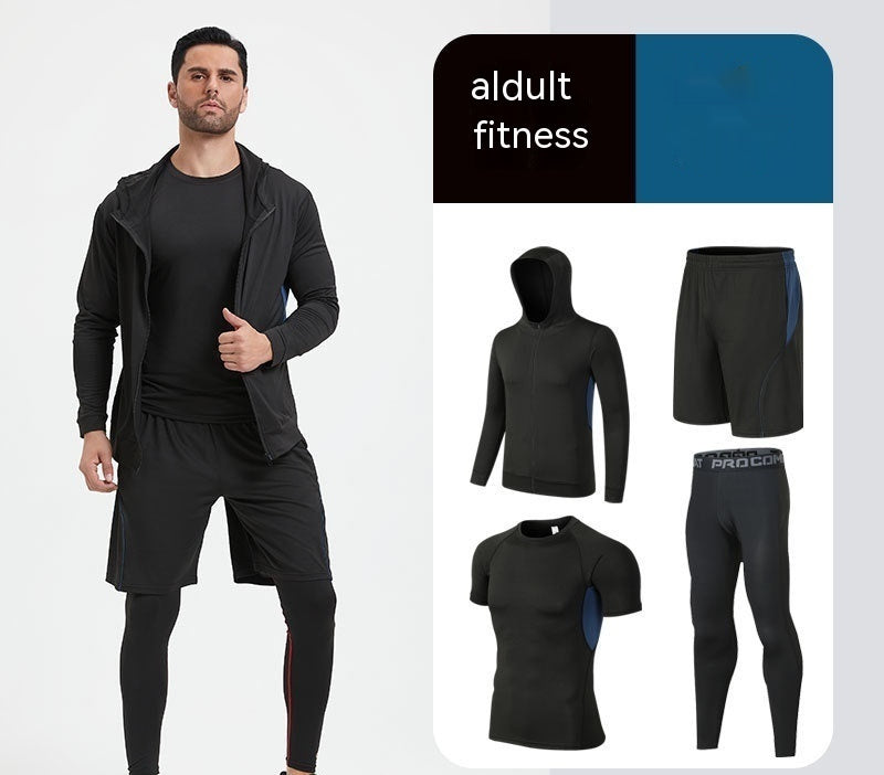 Fitness Suit Homme Running Night Running Sports Séchage rapide Cinq-pièces Foo