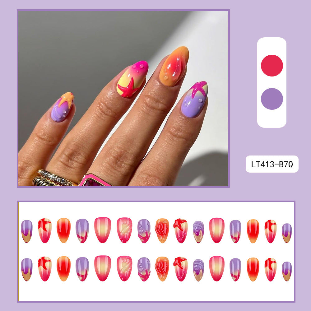 30 pièces de courte amande en forme de presse à ongles polonais Diffusion rose acrylique à ongles Art Stic