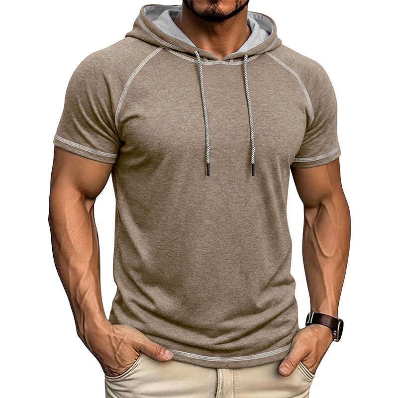 T-shirt à manches courtes à capuche sport pour hommes