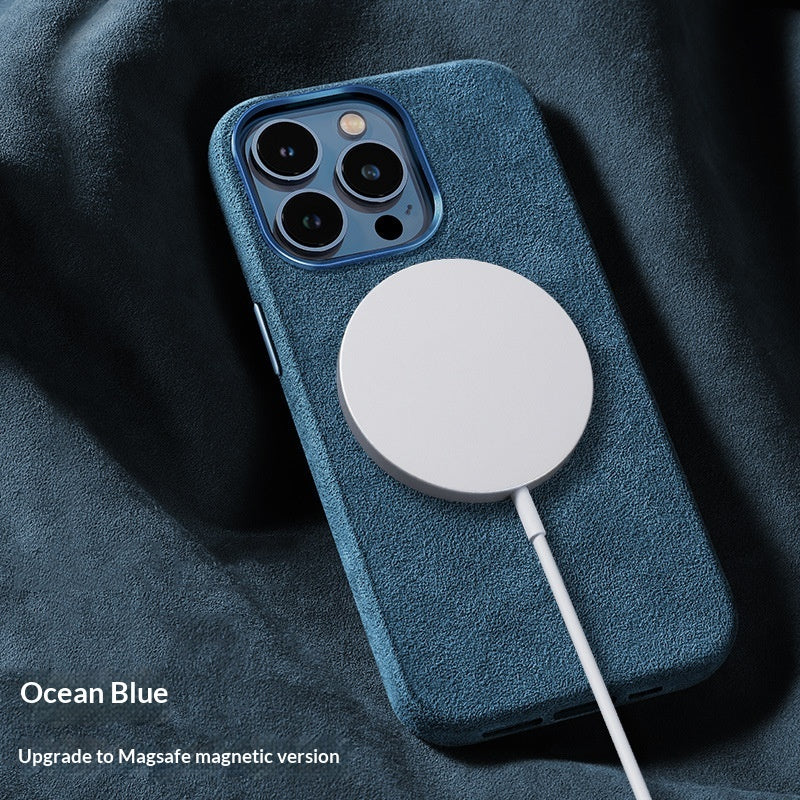 Étui de téléphone en cuir de charge magnétique haute de gamme Suede