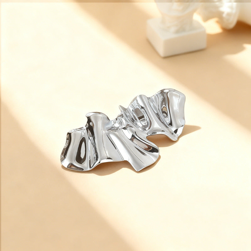 European And American Creative Pleed Light-luxury High-end Glossy Metal Brooch