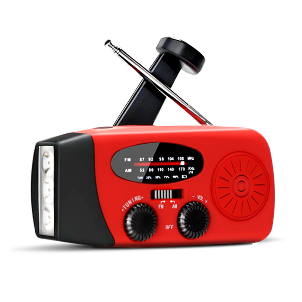 Radio solaire rouge 2000mAh en plastique radio bande complète avec port USB et haut-parleur intégré