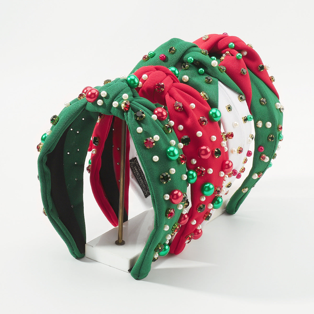Noël Diamant à large bord Perle Contraste Couleur Knotted Light Luxury Festival Headban