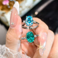 Para Green Ice Flower Cut Sparkling Crushed Ice Zircon Proposition Anneau ouvert pour les femmes Fashio