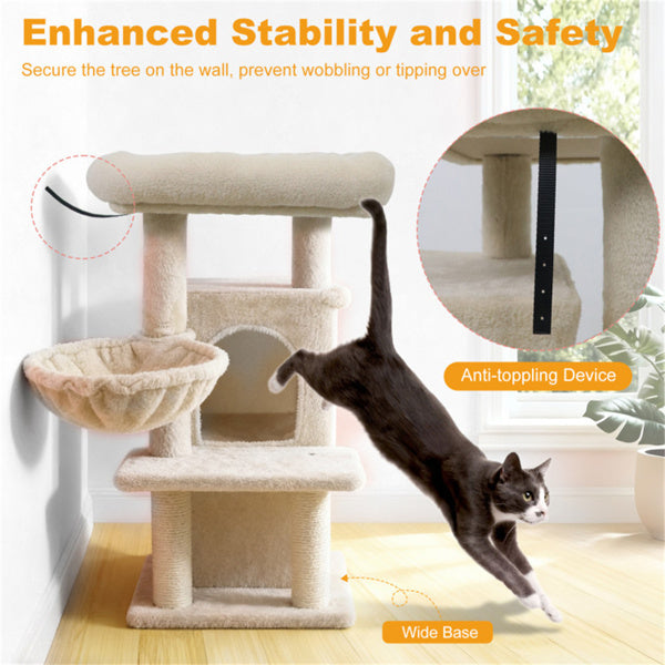 Arbre Cat multi-niveaux Beige 33.5 pouces avec condo 2-Tier
